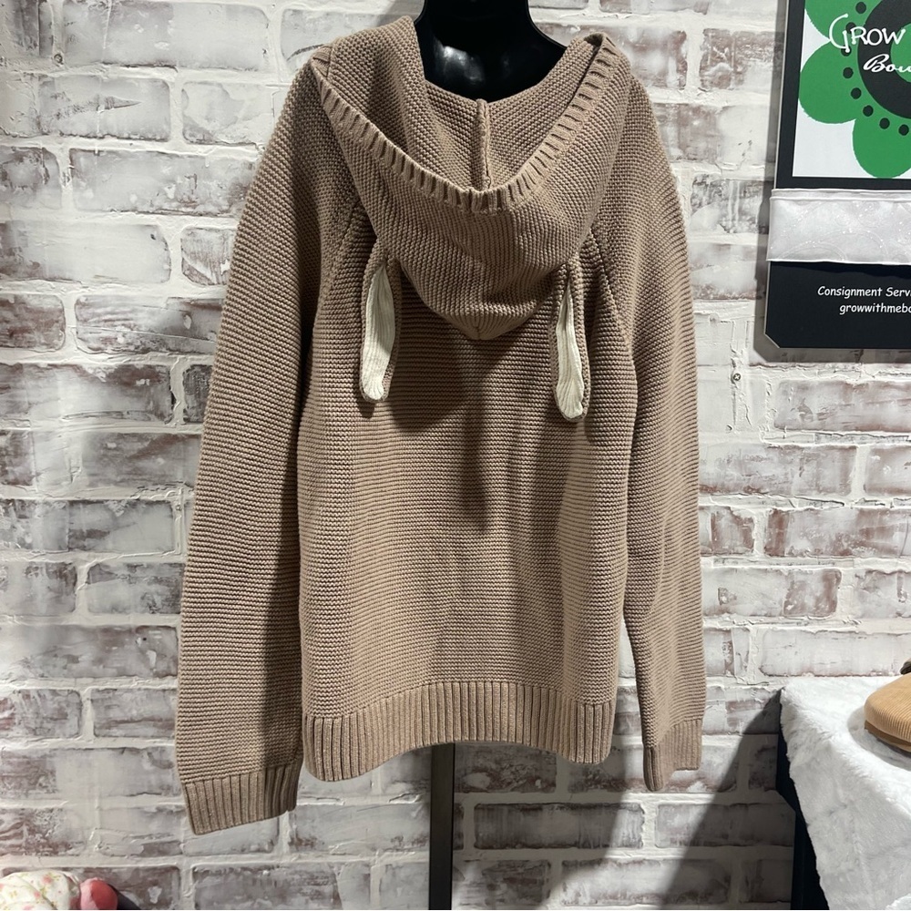 Tea Cozy Tan Knit bunny ear Sweater kids XL 12/14 - Picture 3 of 7